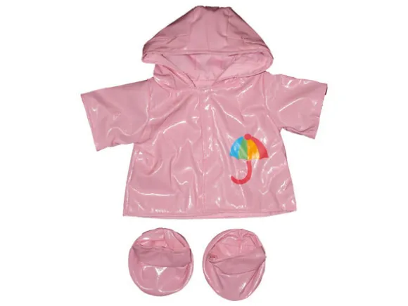 Vaaleanpunainen sadetakki ja tassunsuojat, 40 cm